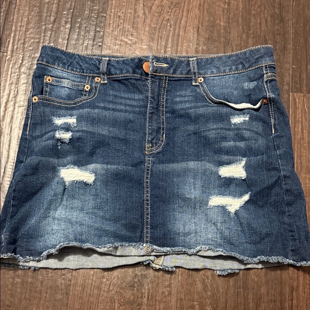NOBO Blue Distressed Mini Skirt